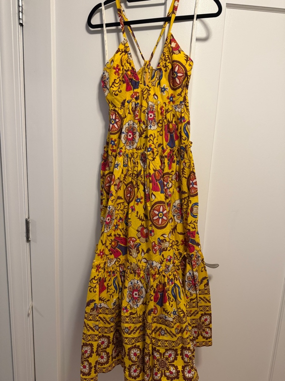 Cara Cara Yellow Floral Tiered Maxi Dress - Strappy Summer Style